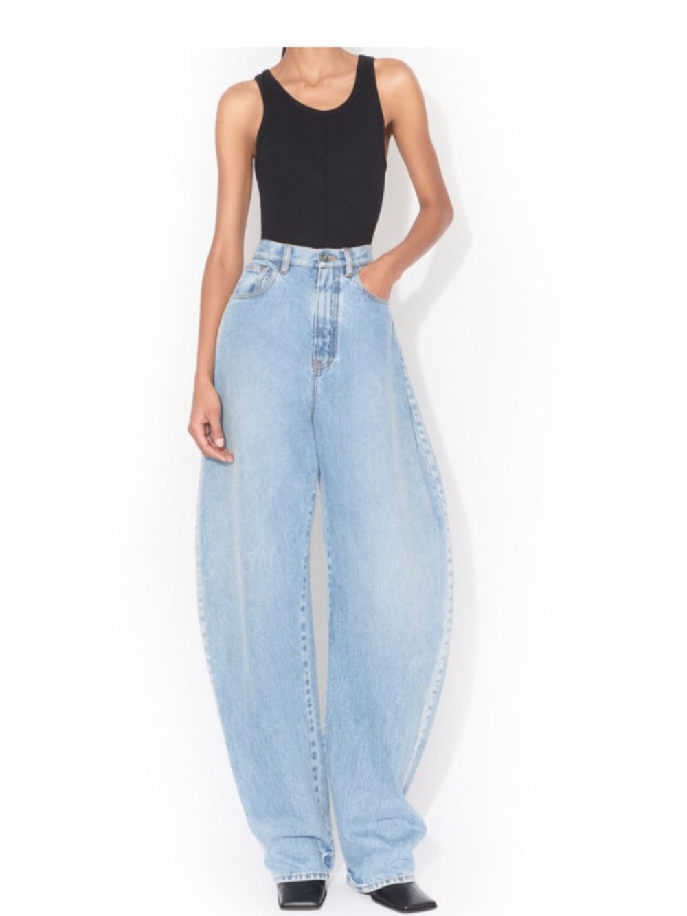 Alaïa High-Rise Round Denim Jeans / Pants in Blue Size FR 36